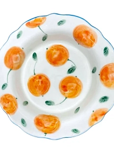 Тарелка глубокая ручной работы «Мандарин», полуфарфор, 20 см