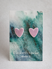 Серёжки-гвоздики Elizabeth Madar Сердечки, керамика, розовые