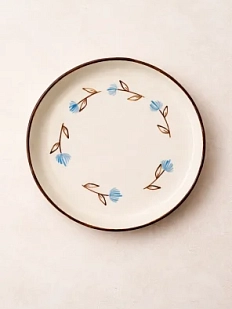 Блюдце ручной работы РУКИ В ГЛИНЕ «Веточки», полуфарфор, 14 см