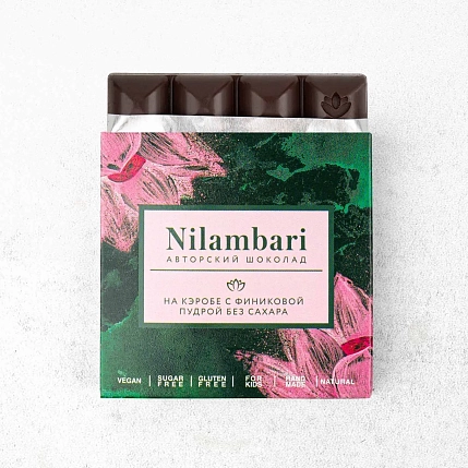 Шоколад Nilambari на кэробе с финиковой пудрой, без сахара, фото 2.