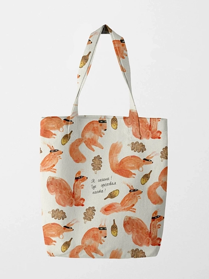 Сумка шоппер Забористый текстиль «Белки», хлопок, фото 1.
