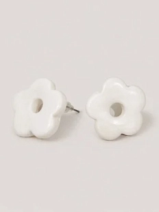 Серёжки-гвоздики Радость Рядом «Цветочки», полимерная глина, белые