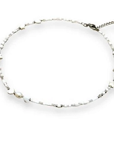 Чокер Бур.Мур «Звездочки и месяц», белый, бисер, перламутр