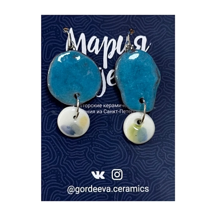 Составные серьги Мария Гордеева, керамика, голубые, фото 1.