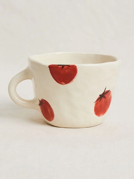 Чашка для чая ручной работы Помидоры красная, керамика, 250 мл, фото 2.