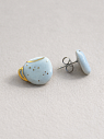 Серёжки-гвоздики «Кружечки в точку», фарфор, голубые, превью фото 2