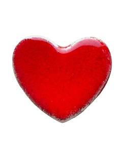 Брошь ручной работы КерамЕлКа Сердце, ярко-красная, керамика