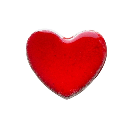 Брошь ручной работы КерамЕлКа Сердце, ярко-красная, керамика, фото 1.