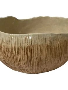 Пиала ручной работы Катя Вебер Кокос с полосками, керамика, 250 мл, плоская
