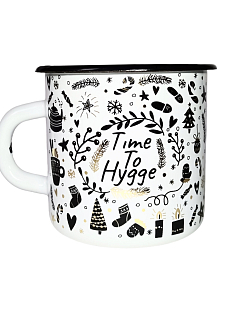 Эмалированная кружка «‎Time to hygge», чёрно-белая, 400 мл