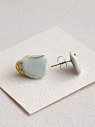Серёжки-гвоздики «Кружечки», фарфор, зелёно-золотистые, превью фото 2