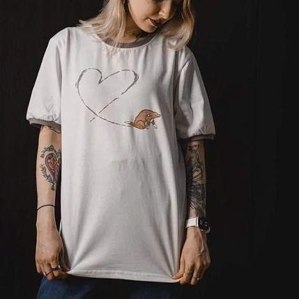 Футболка ШКЯ x Barking store «С любовью», L муж., серый, фото 7.