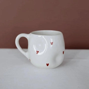 Кружка ручной работы РУКИ В ГЛИНЕ «Сейчастье», керамика, 400 мл, мятая, фото 2.