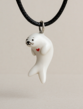 Подвеска ручной работы Боттери керамика «‎Тюлень»‎, белая, керамика