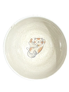 Глубокая тарелка ручной работы Керемет «Трехцветный котик», керамика, 15,5 см