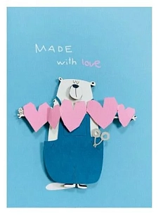 Открытка ВОЕ с деревянными элементами «Made with love», открывающаяся