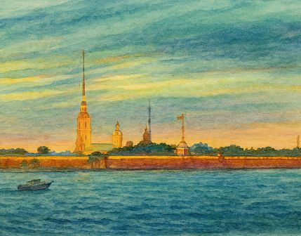 Обложка на студенческий билет «Вид на Петропавловскую крепость», экокожа, фото 1.