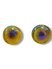 Круглые серьги-гвоздики Керко «Далеко», фиолетово-жёлтые, стекло