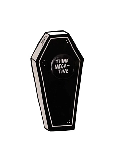 Закатной значок с надписью «Think negative», металл, 25 мм