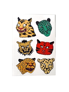 Временные тату Валя Карнавалова «Разноцветные тигры», 6 шт