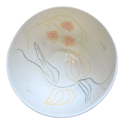 Пиала ручной работы Ладан керамика с цветами, полуфарфор, 300 мл, фото 1.