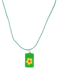 Подвеска ручной работы с цветочком, зелёная, полимерная глина