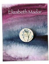 Брошь ручной работы Оттиск трав, голубой и зелёный, керамика