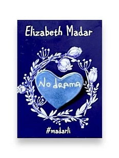 Брошь ручной работы Elizabeth Madar сердечко No drama, синяя, керамика