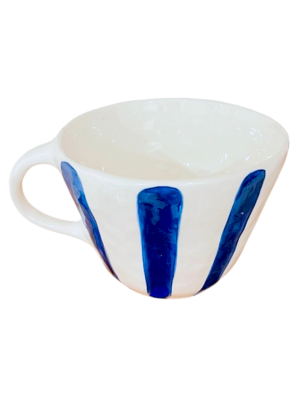 Чашка для чая ручной работы Полоски синяя, керамика, 250 мл, фото 2.