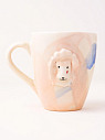 Кружка ручной работы с фигуркой «Лев», бело-розовая, полуфарфор, 350 мл, превью фото 1