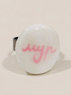 Кольцо ручной работы Радость Рядом «Мур», овальное, белое, полимерная глина, незамкнутое