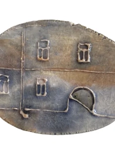 Брошь ручной работы Искусство интроверта «Арка», голубая, керамика