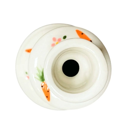 Подсвечник ручной работы Slowday Ceramics в морковку и розовые цветочки «Винтаж», фото 2.