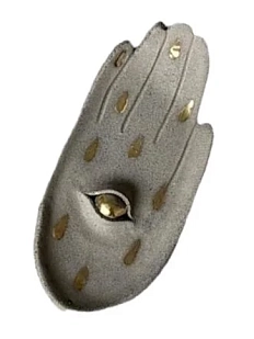 Подставка под благовония Ладан керамика ручной работы «Ладошка с каплями», серая, шамот