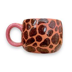 Кружка ручной работы «Жираф», розово-коричневая глянцевая, керамика