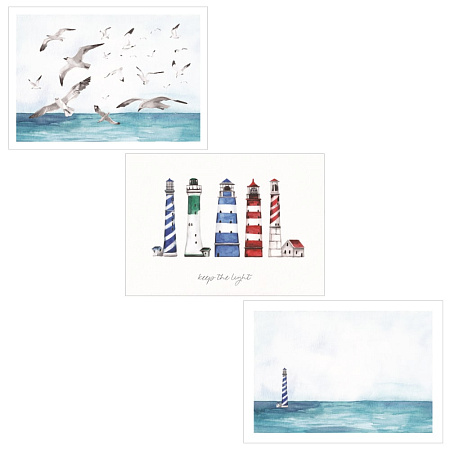 Набор открыток с маяками и морем №2, 3шт.