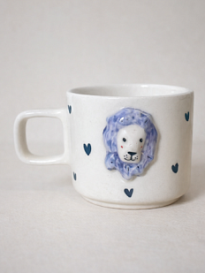 Кружка ручной работы с фигуркой «Лев», в сердечко, полуфарфор, 250 мл