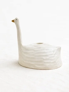 Подсвечник Глинка керамика «Лебедь», белый, 7 см