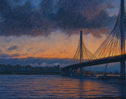 Обложка на студенческий билет «Вантовый мост», экокожа, фото 1.