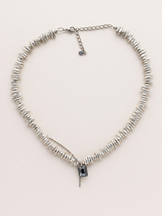 Чокер ручной работы «Crystal», гематит, родированная латунь