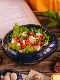 Тарелка камень плоский ручной работы VELES «Небо Валинора», фарфор, 550 мл