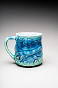 Кружка ручной работы «Дракон», сине-зеленый, фарфор, 430 мл, превью фото 3