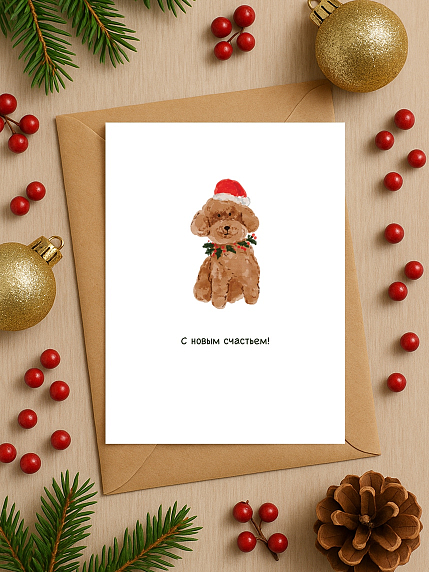 Открытка на Новый год «С новым счастьем!», А6, фото 1.
