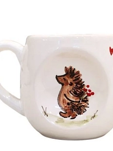 Кружка ручной работы Ёжик с цветами, керамика, 300 мл
