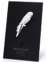 Брошь ручной работы Bulygin «Попугай», бело-серебристая, фарфор, превью фото 1