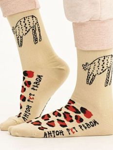 Носки «Незапятнанный леопард», р-р 42-46, бежевые