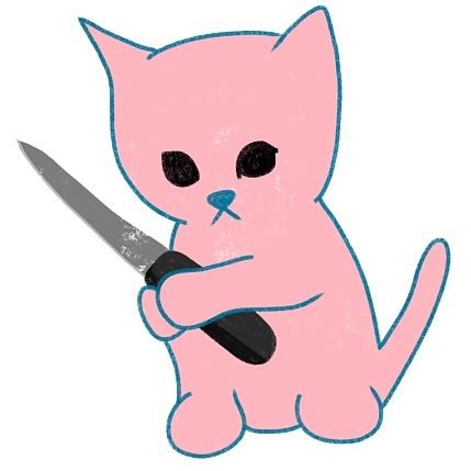 3D Стикер на телефон Pablo Radini «Кот с ножом», объёмный, фото 1.