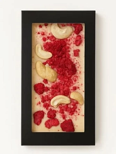 Шоколад белый с кешью и малиной без сахара, 45 г