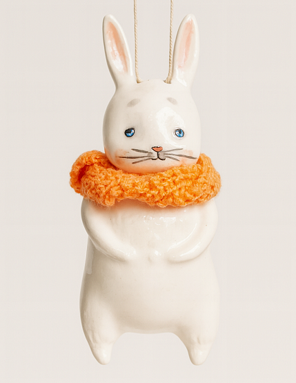 Ёлочная игрушка из фарфора «Зайчик», 12 см, фото 1.