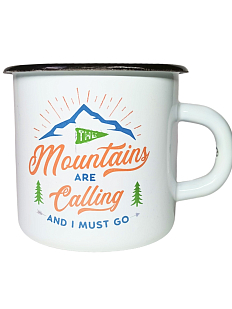 Эмалированная кружка «‎Mountains are calling / путешественник», белая, 400 мл